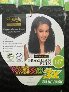 Cherish Synthetic Crochet Braid Hair Extension Handmade 3 x Brazilian Bulk 16'' - Picture 1 of 11