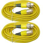2 YELLOW 15 ft foot XLR 3pin male female shielded mic microphone extension cable