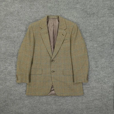 Hickey Freeman Sport Coat Mens 38 Brown Glen Plaid Wool Blazer Jacket - Image 1 of 4