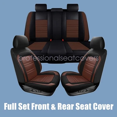 Fits 2007-2021 Subaru Impreza 5-Seats Seat Covers PU Front + Rear Cushion Brown - Image 1 of 4