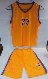 Boy's Girl's Yellow and Purple #23 Basketball Tank Top and Shorts Size 160cm - Picture 1 of 8