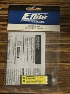 Lipo battery! EFLITE 500mAh 1S 3.7V 25C LIPO EFL5001S25UM - Picture 1 of 3