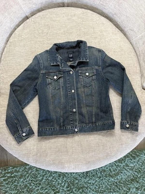 Chaqueta GAP Mujer Grande Azul Denim Elastizada Jean Camionero Botón Delantero Informal Foto 1 de 4