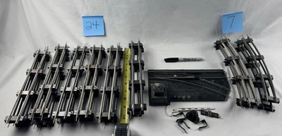 American Flyer S Gauge Track Lot Straight Curved Pieces & Switch Controller - Image 1 of 4