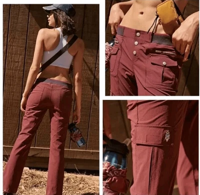 Pantalones cargo Free People Cascade Flares para mujer talla mediana senderismo Oxblood FP Moveme Foto 1 de 4