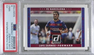 2015 Panini Donruss Fantastic Finishers Luis Suarez #9 PSA 9 MINT - Image 1 of 2