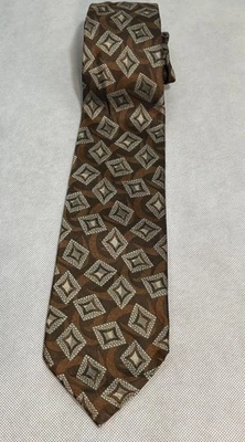 Vintage 60s 70s Wide Men’s Tie Disco Mod Retro Brown & Gold Diamonds Grandpa - Image 1 of 4