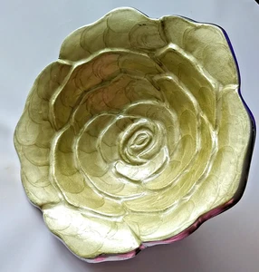 Julia Knight Rose 8" Emaille Schale hellgrün Farbe Aluminium signiert - Bild 1 von 5