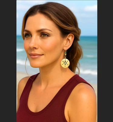 Pendientes de dólar de arena J. Jill tono dorado con cuentas junto al mar encuentra vida marina nuevos con etiquetas Foto 1 de 4