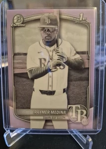 2025 Bowman Chrome Raymer Medina Pearl Refractor RARE Tampa Bay Rays - Bild 1 von 2