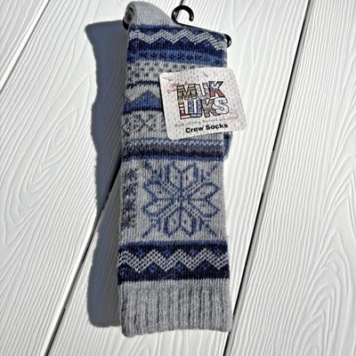 Muk Luks экипажа носки женщин один размер синий серый снежинка загрузки носки - Изображение 1 из 3