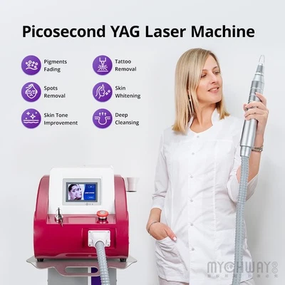 Máquina de eliminación de tatuajes láser Nd Yag conmutada Q de picosegundos 1064 532 nm cuidado de la piel Foto 1 de 4