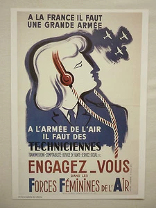 REPRODUCTION AFFICHE FORCES FEMININES DE L'AIR ARMEE DE L'AIR AVIATION  - Picture 1 of 1