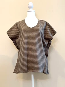 J Jill Pure Jill 100 % Baumwolle Flügelärmel entspannt kastig Top 2-farbig grau gestreift Medium - Bild 1 von 8