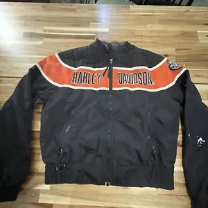 Vtg 90s Harley Davidson Motorcycle Racing Bomber Windbreaker Jacket Mens M USA - Picture 1 of 9