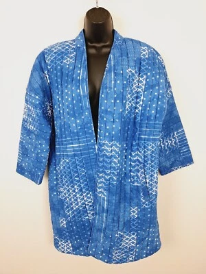 Chaqueta acolchada Pure J Jill L azul manga larga frente abierto kimono bolsillos para mujer Foto 1 de 4