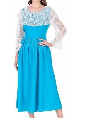 ThePirateDressing Bohemian Cottagecore Rayon Net Lace Summer Vintage Midi Dress - Image 1 of 4