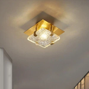 LED Luxury Glass Ripple Crystal Ceiling Light Hallway Lamp Fixture Surface Mount - Picture 1 of 16