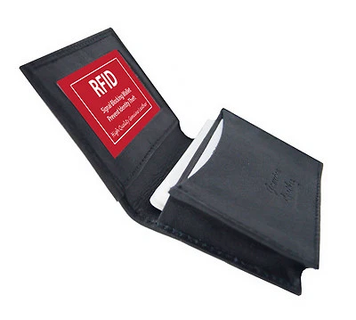 Black RFID Blocking Leather Pocket Credit Card ID Business Case Men's Wallet New - Image 1 of 4