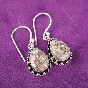 Pendientes colgantes de plata de ley 925 de cobre etíope de piedra turquesa joyería - Imagen 1 de 7