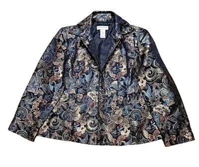 Draper & Damons Petite PS Ropa de Noche Chaqueta Floral Jaquard Dorado Brillo Arte Foto 1 de 4