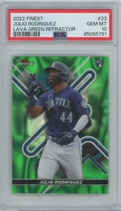 2022 Topps Finest JULIO RODRIGUEZ Green Lava Refractor RC Rookie #'d 99 PSA 10 - Picture 1 of 2