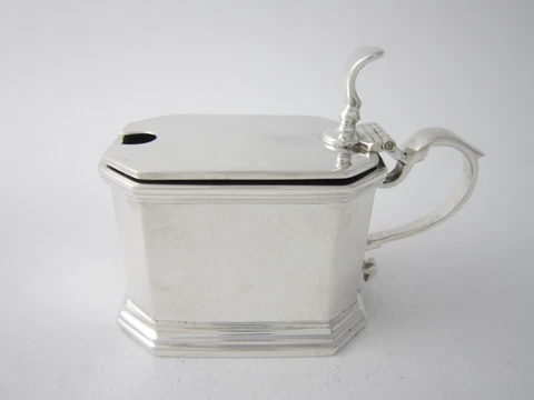 Antique George V Sterling Silver Mustard Pot - 1912 by S. W. Smith & Co Cover
