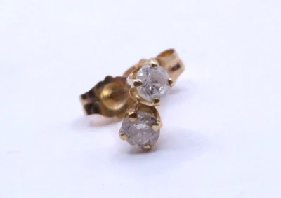 HERMOSO PAR DE ARETES DE ORO AMARILLO DE 14k para damas con 2 diamantes RBC (.22ct) * Foto 1 de 4