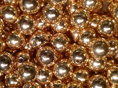 Antigo 50 contas redondas de acrílico revestidas a ouro 10 mm #122518x - Imagem 1 de 3