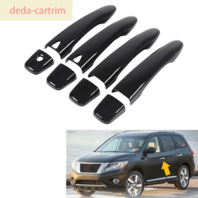 8×Gloss Black ABS Side Door Handle Panel Cover Kit For Nissan Pathfinder 2013-20 - Image 1 of 4