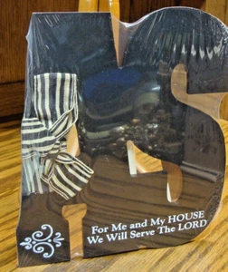 Black Wooden Inspirational Wall Plaque~As For Me & My House We Will Serve U20 - Picture 1 of 4