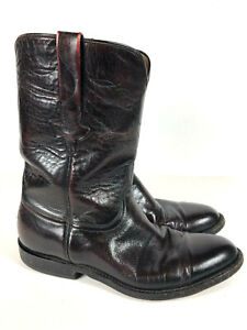 Lucchese Cowboy Boots 10D 10 D Mens Dark Burgundy Red Leather USA Made 