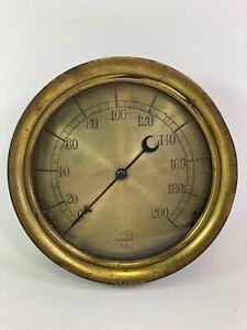 Large Antique Steampunk US Gauge Co NY brass pressure gauge