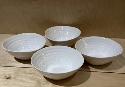 Set Of 4 Portmeirion Sophie Conran White Cereal Bowls 7 Inch - Image 1 of 4