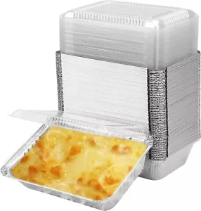 125 Pack 2.25Lb 8.4x5.9 Inch Aluminum Foil Pans, Disposable Takeout Pans w/ Lids - Picture 1 of 8