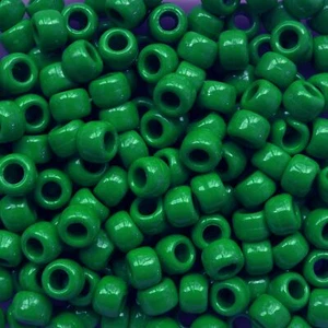 Pony Beads Green Opaque Large Hole Beads Made in USA - Picture 1 of 2