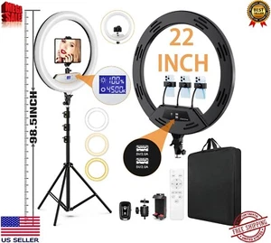 18 inches Dimmable LED Ring Light Kit with Adjustable Light Stand Holder 71 inch - Picture 1 of 7