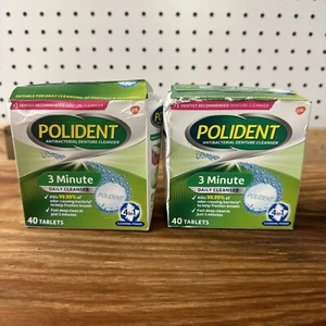 2 PACKS, POLIDENT ANTIBACTERIAL DENTURE CLEANSER 3 Min. Tablets, 40 EACH, NEW - Picture 1 of 2