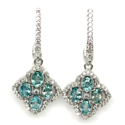 SHOLA Orecchini In Zaffiro Blu Naturale In Argento Sterling E446 - Immagine 1 di 3