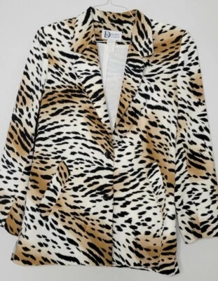 Blazer Chaqueta Forrada Estampado Animal DA-RUE of California Años 80 De Colección Talla 10 Foto 1 de 4