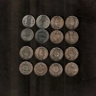 INDIA 2 RUPEES 1998-2011 Commemorative UNC 8 Different COIN SET COLLECTION ASIA - Image 1 of 3