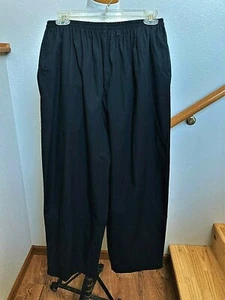 ESKANDER-BLACK-WIDE LEG-ELASTIC WAIST-CROPPED PANTS-POCKETS-COTTON-1(S)-EUC - Picture 1 of 7