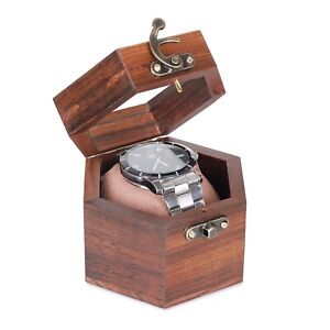 Pudełko na zegarki Prezent w drewnianym pudełku na zegarki dla mężczyzn i kobiet zbudowane z litego indyjskiego drewna