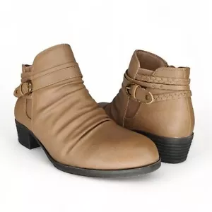 Botines cómodos de tacón bloque marrón Nobalee con trampas desnudas para mujer talla 6 - Imagen 1 de 15