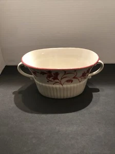 Andrea by Sadek Oval Bowl/planter with Handles Red Flowers - Picture 1 of 5