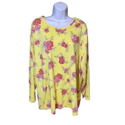 Lands End Womens Relaxed Fit Floral Yellow T Shirts Long Sleeves Plus Size 3X u - Image 1 of 4