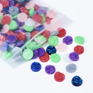 300 piezas cabujones de resina drusa de espalda plana media redonda hallazgos de ajuste de joyería 12 mm - Imagen 1 de 4