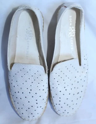 MOCASINES SIN CORDONES ROCK & REPUBLIC MUJER BLANCOS DETALLES PLATEADOS 8,5M Foto 1 de 4