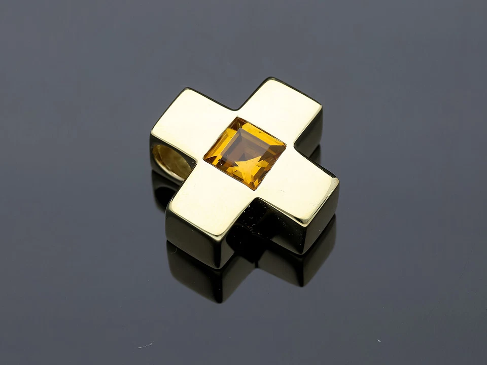 Top Preis Juw. Wempe Anhänger 1,00 ct. Citrin 750 Gold 18 Karat Deta Schmuck - Bild 1 von 4
