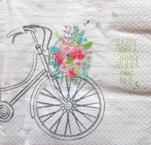4 servilletas de papel individuales/bicicleta Happy Summer Time para mesa de artesanía decoupage 22 - Imagen 1 de 2